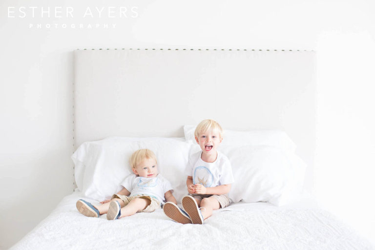 Big Brothers Laughing on Bed