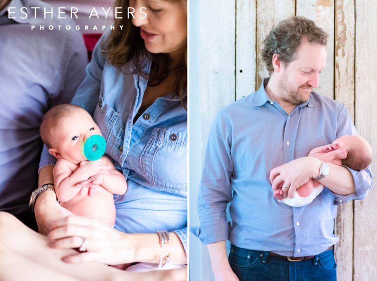 Mom holding baby girl and dad holding baby girl